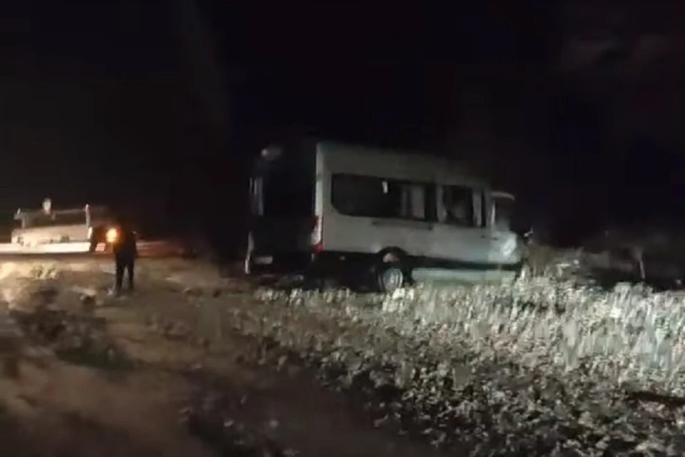 Водитель и пассажир микроавтобуса погибли в ДТП на трассе под Петербургом. Фото: vk.com/spb_today / "Мегаполис"