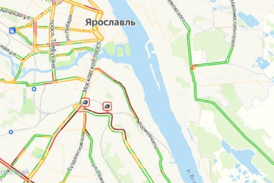 Пробки ярославль сейчас московский проспект. Пробки Ярославль. Ярославль на карте.