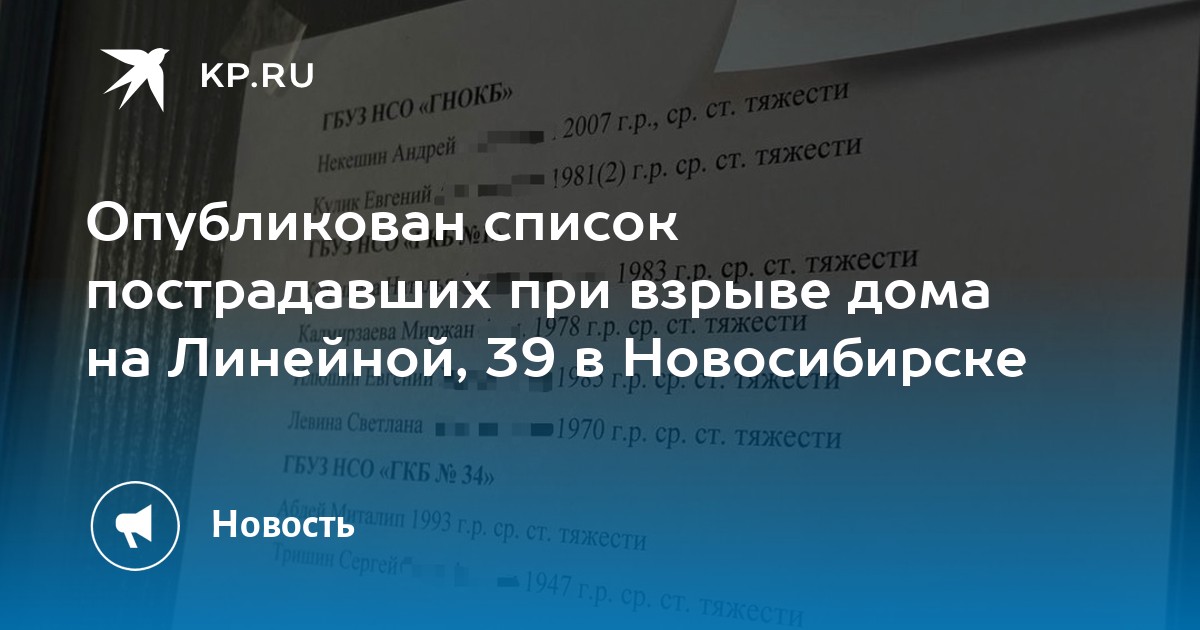 Минздрав опубликовал список погибших. Список погибших на линейной 39 Новосибирск. Взрыв дома на линейной Новосибирск. Список пострадавших в Новосибирске.