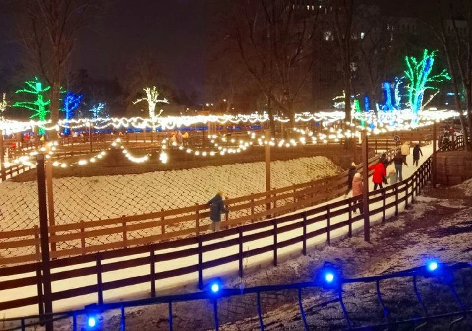 В центральном парке им. Ленина на ледовых дорожка прокатилось порядка 40 тысяч человек.