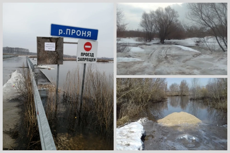 Три низководных моста в Рязанской области подтопило на 80, 20 и 10 сантиметров. Фото: ГУ МЧС РФ по Рязанской области.