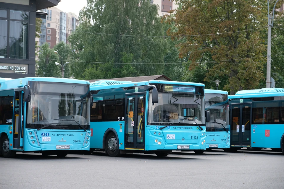Дополнительные автобусы вышли на три популярных маршрута в Петербурге