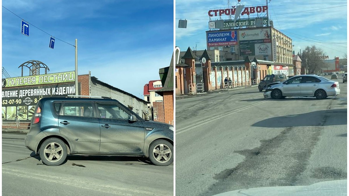 У Каслинского рынка в Челябинске машины перегородили дорогу после ДТП -  KP.RU