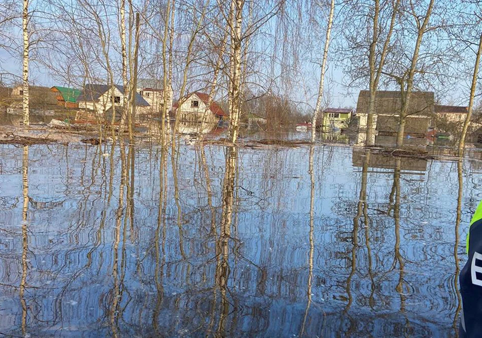 10 апреля 2023 года. Резкое увеличение уровня воды в поселке Ильич Гомельского района. Фото: МЧС Беларуси
