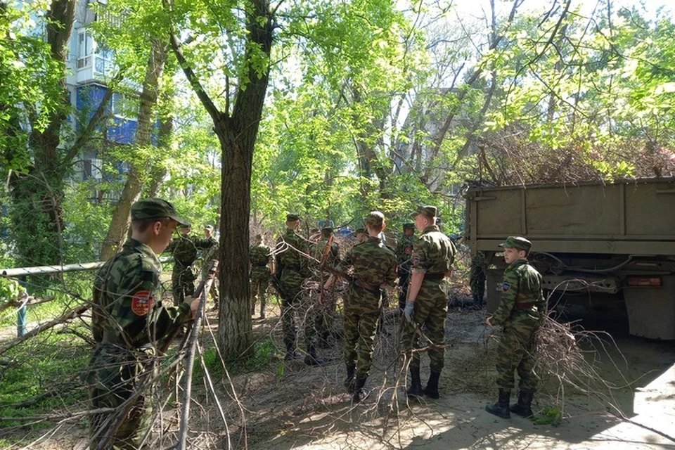 30 ребят помогли ЖЭКу собрать сухие ветки и распиленные деревья и погрузить их в машину.