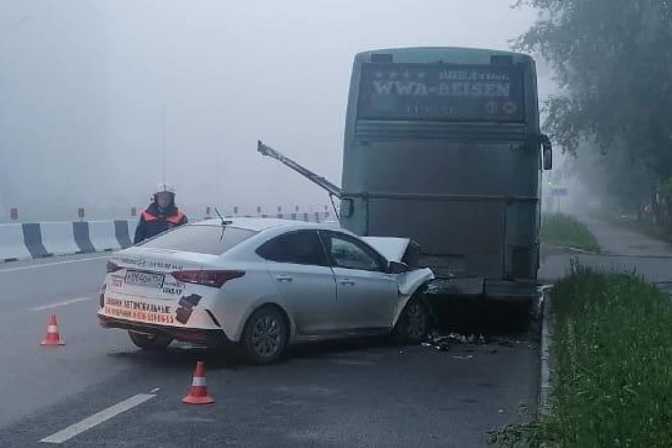 Водитель не заметил автобус. Фото: Пресс-служба ГИБДД по Новосибирску