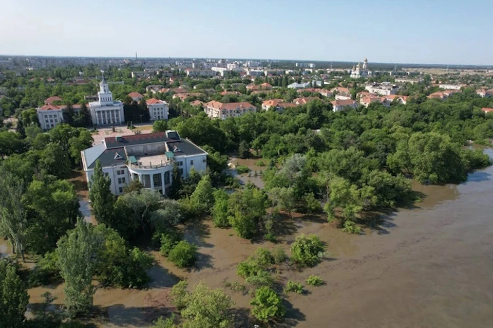 В прибрежной зоне Новой Каховки вода продолжает прибывать Фото: Новокаховская администрация