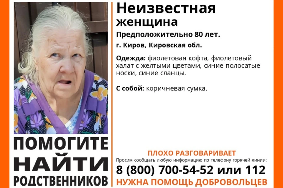 Узнать имя женщины волонтерам не удалось. Фото: vk.com/lizaalert_kirov