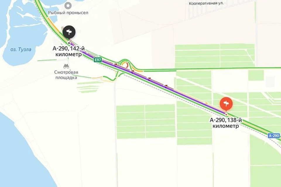 Пробка на Крымский мост со стороны Краснодарского края