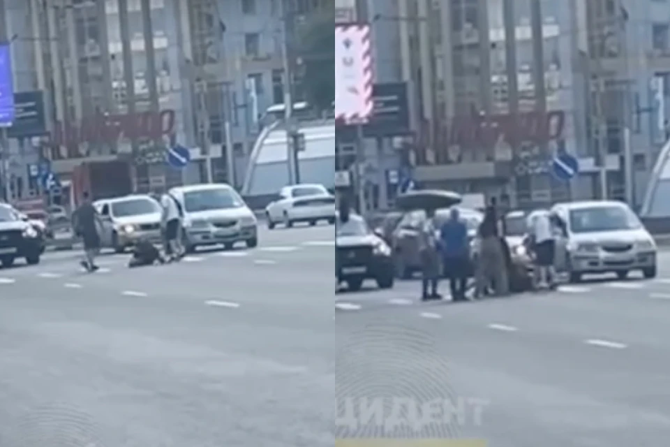 ОЧевидцы засняли драку на светофоре. Фото: сообщество "Инцидент- Новосибирск" "ВКонтакте"