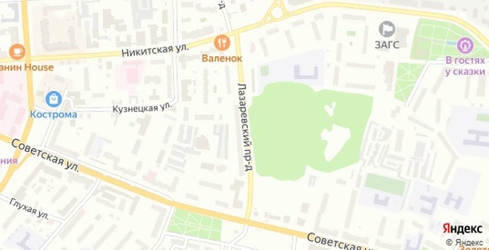На Лазаревском проезде в Костроме организуют двустороннее движение транспорта. Фото: Яндекс Карты