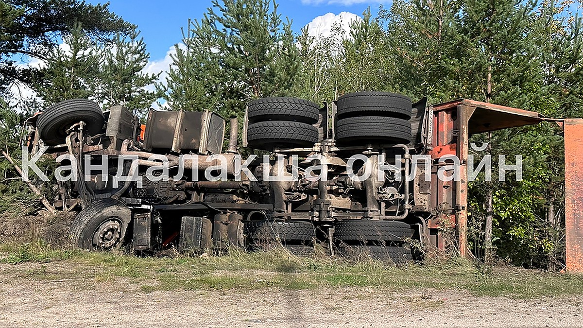 Рядом с Кандалакшей самосвал с щебнем улетел в кювет - KP.RU