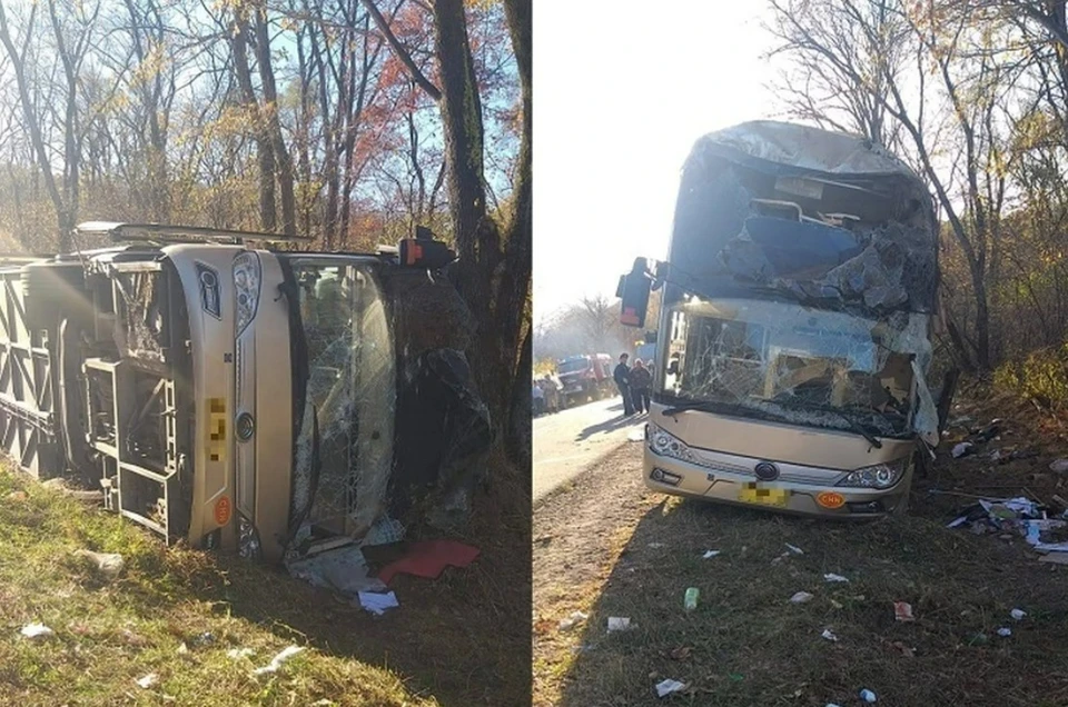 В ДТП с автобусом в Приморье пострадали пятеро жителей Хабаровского края Фото: министерство ГОЧС Приморского края