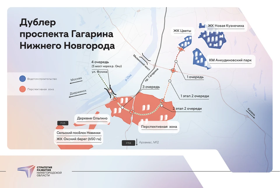 Правительство опубликовало схему дублера проспекта Гагарина в Нижнем Новгороде. Фото: сайт Стратегии развития региона