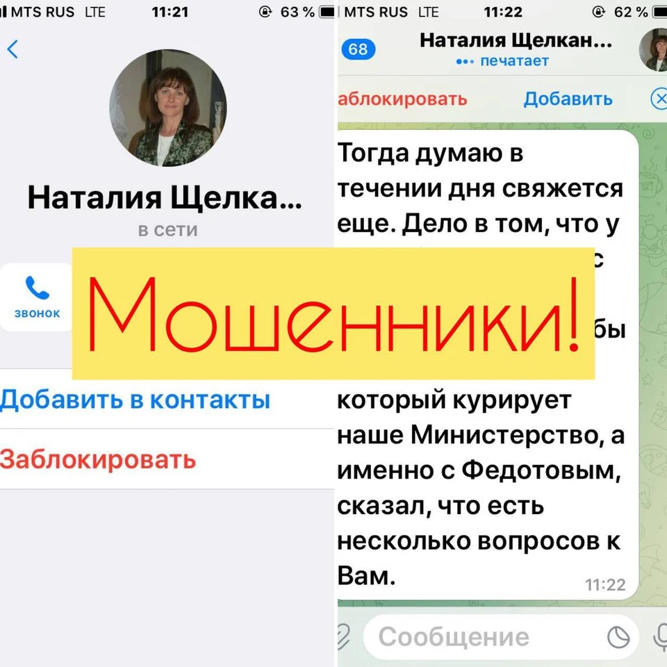 Кадры переписок мошенников