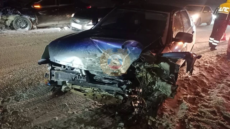В Саратове на дороге в Юбилейный из Солнечного в лоб столкнулись два авто (фото: ГИБДД по Саратовской области)