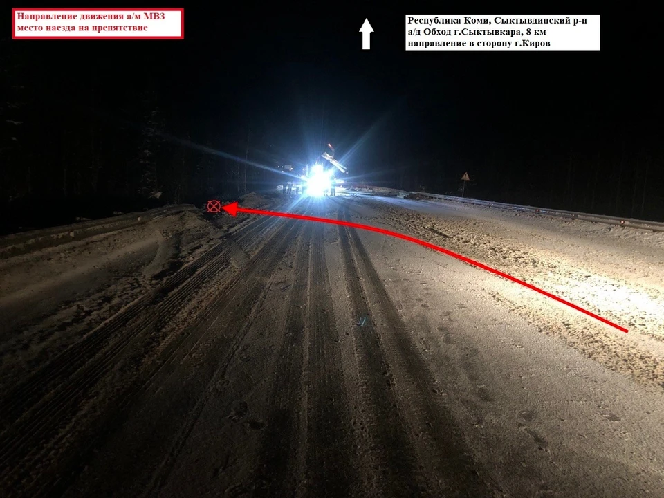 В Сыктывдинском районе при объезде бревен водитель съехал в кювет. Фото: ГИБДД по РК.