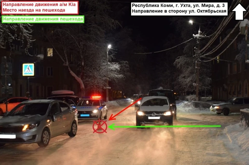 В Ухте водитель иномарки сбила девочку на переходе рядом со школой. Фото: ГИБДД по РК.