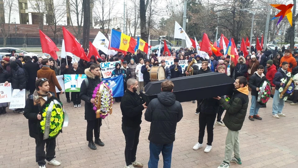 Один из протестов в центре Кишинева