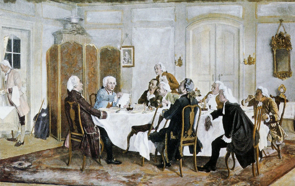 Обеды в кругу друзей философу были очень дороги. Картина «Кант и его сотрапезники», Эмиль Дерстлинг.