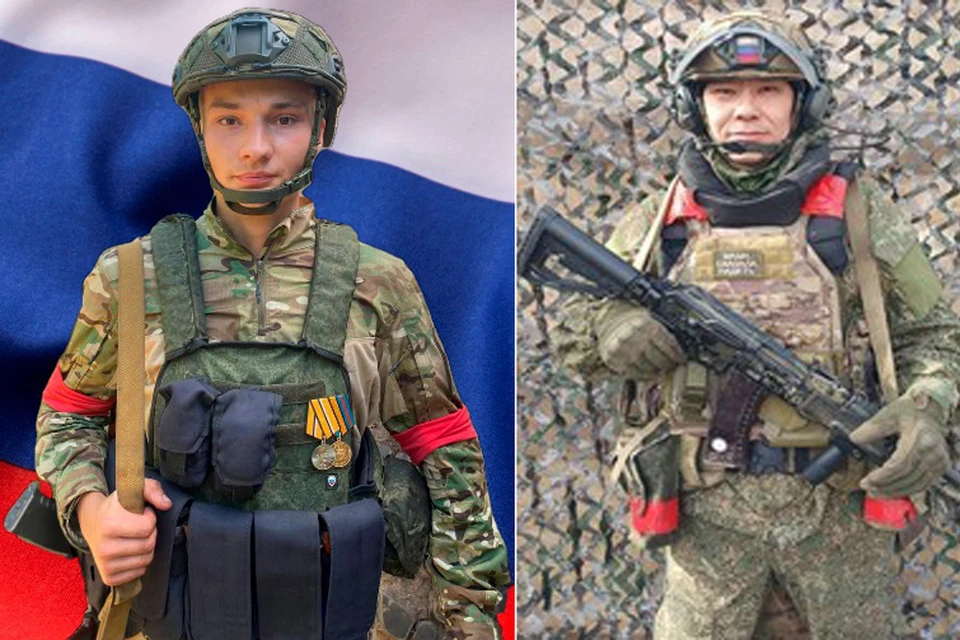 Гвардии младший сержант Александр Чунчуков и гвардии младший сержант Юрий Монгуш