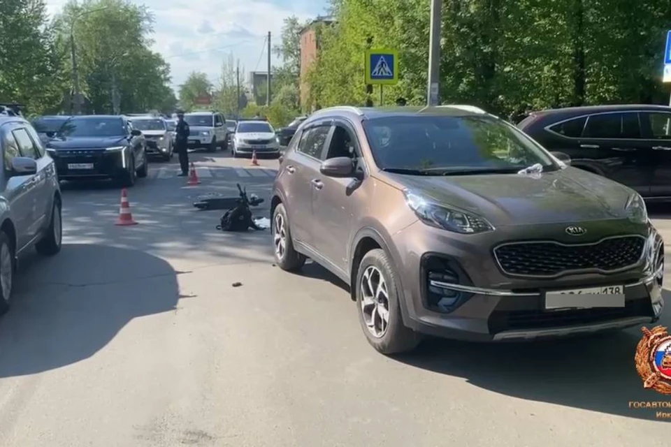 71-летняя женщина сбила на машине 27-летнего самокатчика на пешеходном переходе Фото: Госавтоиспекция города Иркутска