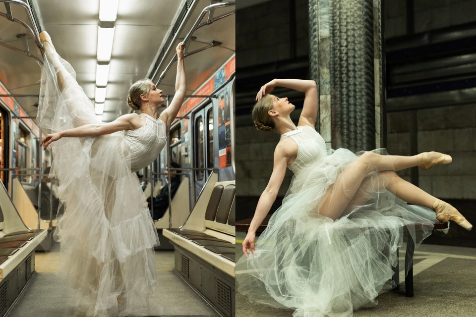 Солистка балета Вероника Ситало удивила пассажиров метро. Фото: Предоставлено Екатериной ЛЫЖИНОЙ