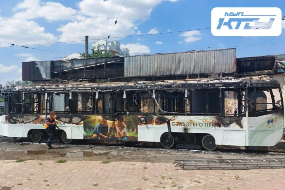 В Краснодаре сгорел вагон трамвая №22 Фото: пресс-служба МУП «КТТУ»