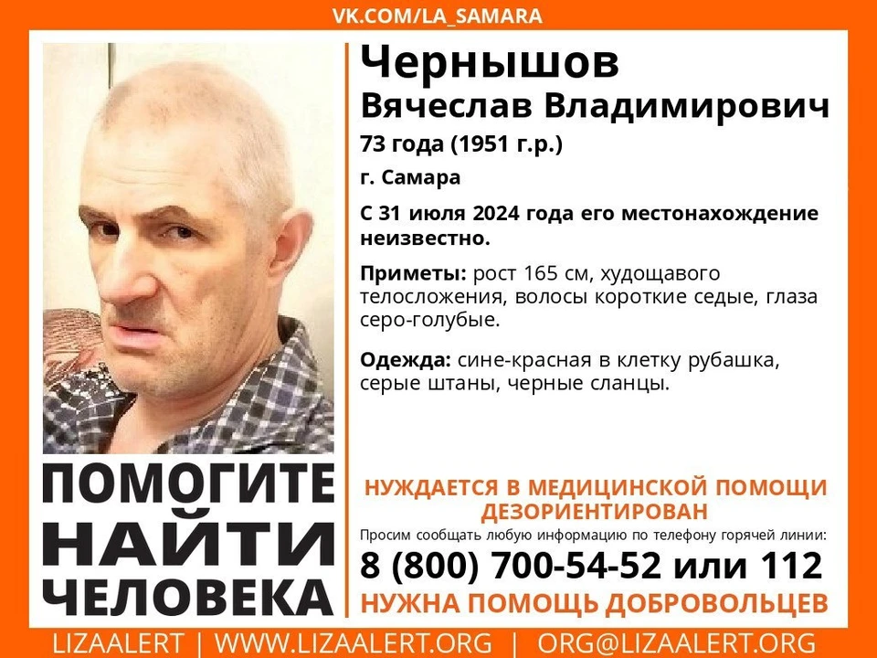 Пожилой мужчина пропал в Самаре 31 июля после поездки на трамвае / Фото: ДПСО «ЛизаАлерт»