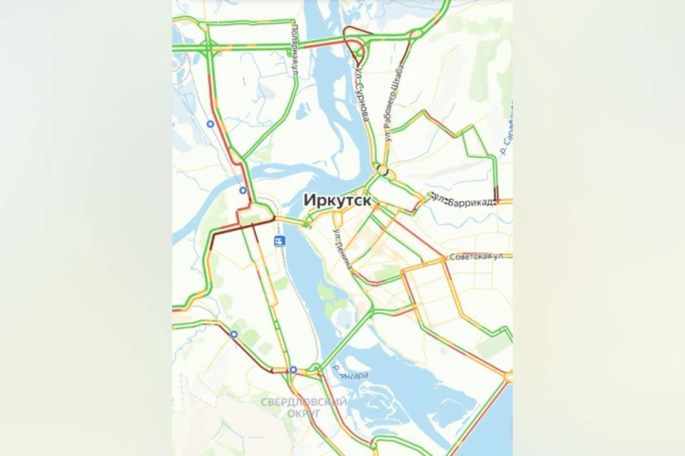 Пробки в Иркутске утром 13 ноября достигли девяти баллов.