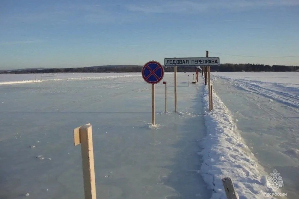 Грузоподъемность ледовой переправы через Каму повысили до 6 тонн. Фото: МЧС Удмуртии