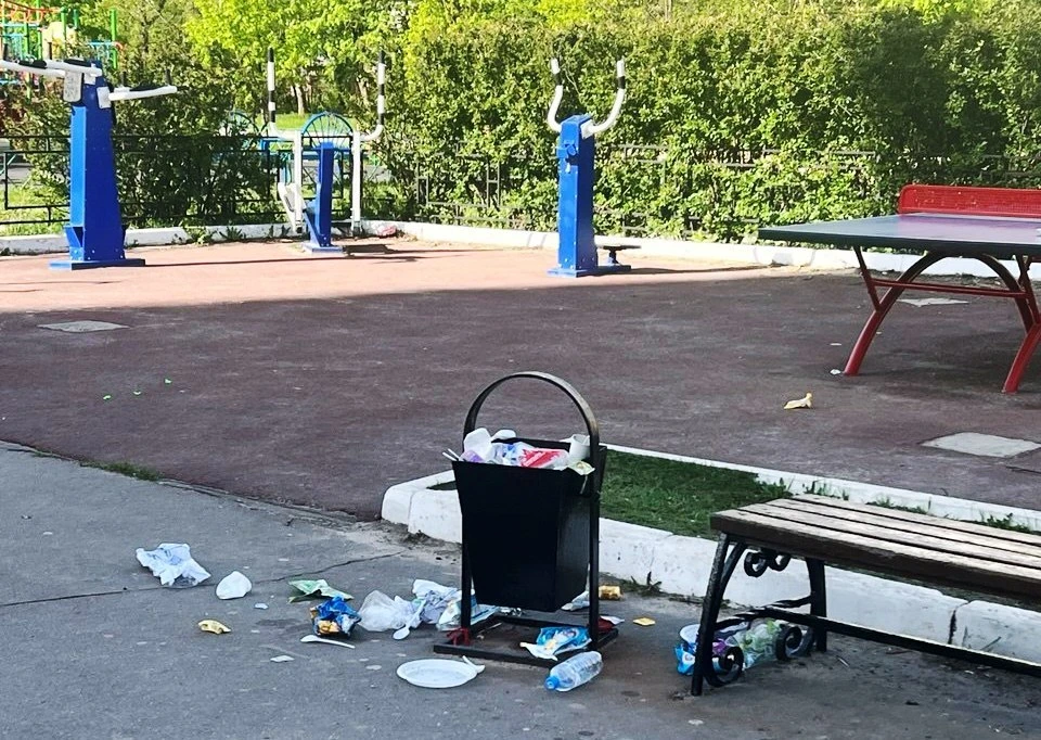 В Калуге жалуются на уборку мусора в сквере Матери.