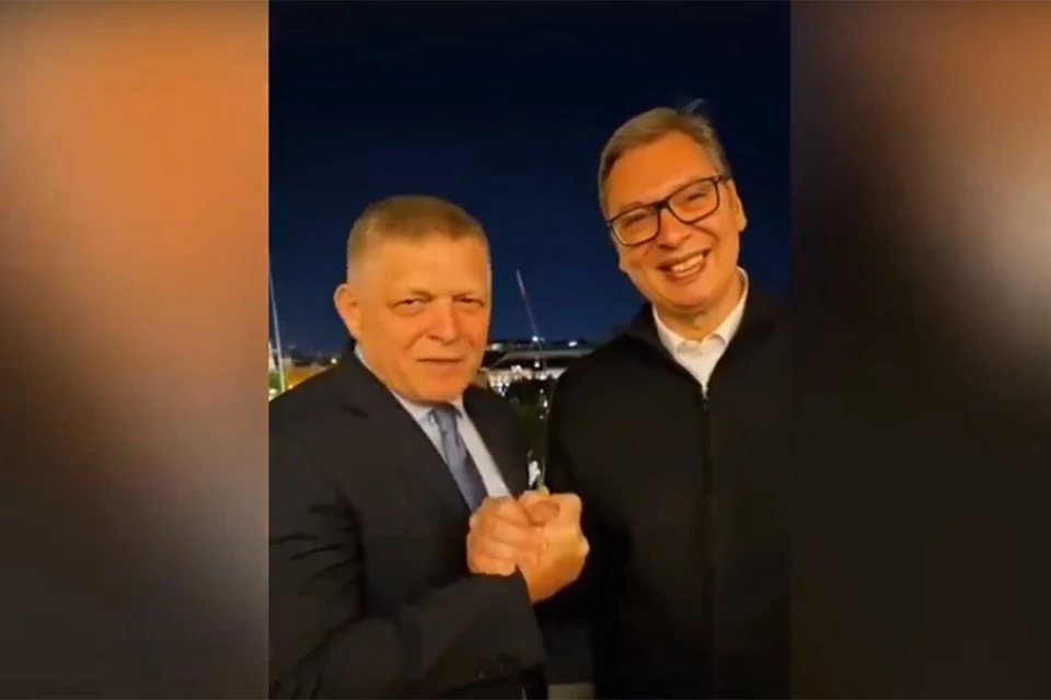 Фицо и Вучич записали совместное видео на фоне Кремля. Фото: кадр из видео.