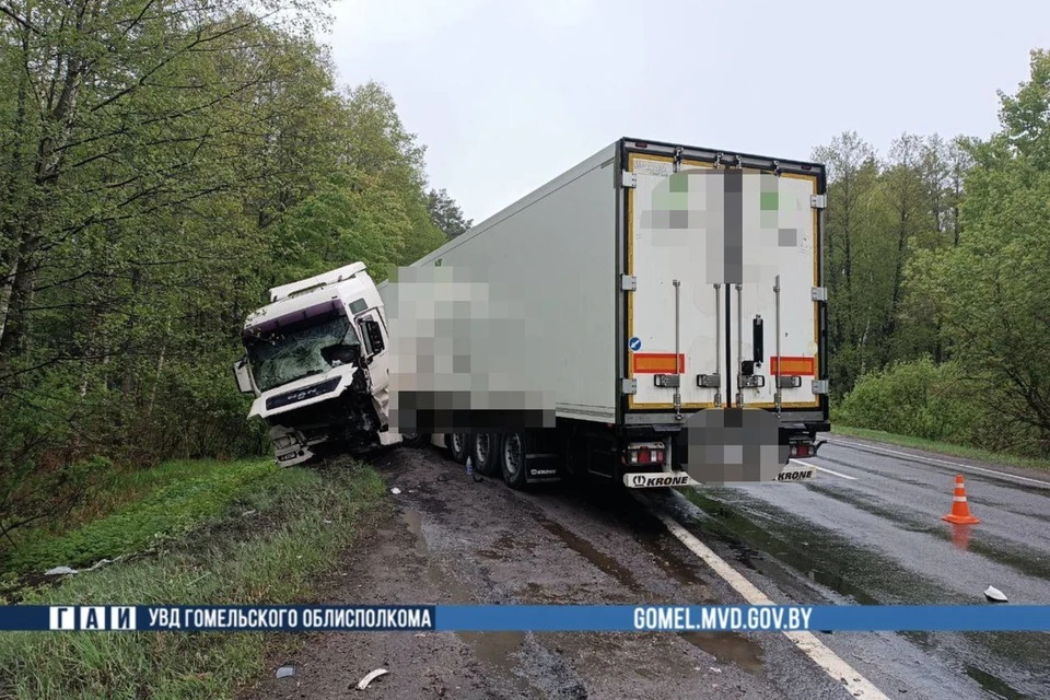 Жесткое лобовое ДТП с фурой и автомобилем Mercedes случилось в Гомельском районе. Фото: телеграм-канал УВД Гомельского облисполкома