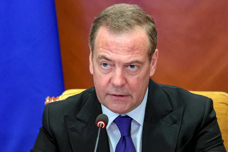 Медведев упомянул «Радиостанцию Судного дня» и ее сообщение про «Хрюкостяг». Фото: Екатерина ШТУКИНА / POOL /ТАСС.