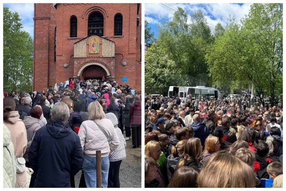 В Байкальске проходит церемония прощания с тремя убитыми школьниками.