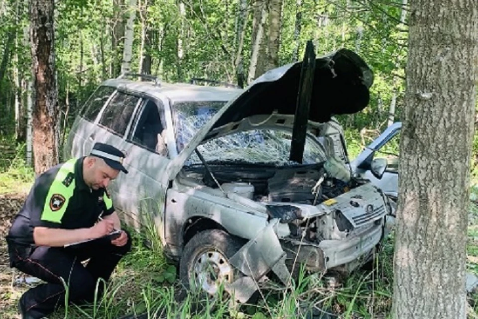 Пассажир и водитель угодили в больницу после аварии. Фото: Госавтоинспекция Свердловской области