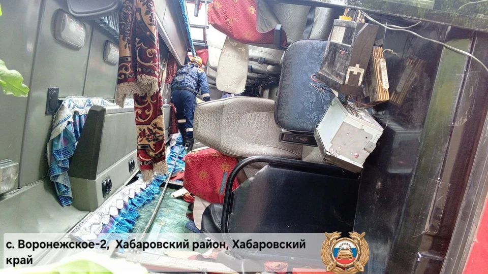 Автобус с детьми перевернулся под Хабаровском Фото: ГАИ Хабаровского края
