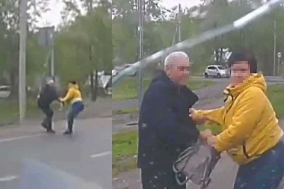 МУжчина напал на женщину около дороги. Фото: скриншот из видео