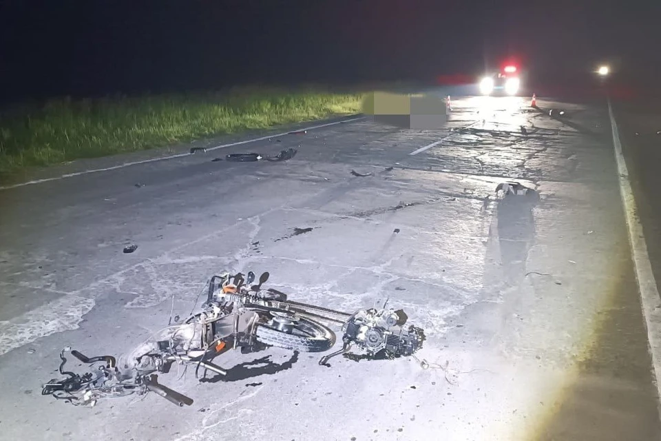 Байкер погиб в ДТП на автодороге 50К-13. Фото: Госавтоинспекция Новосибирской области