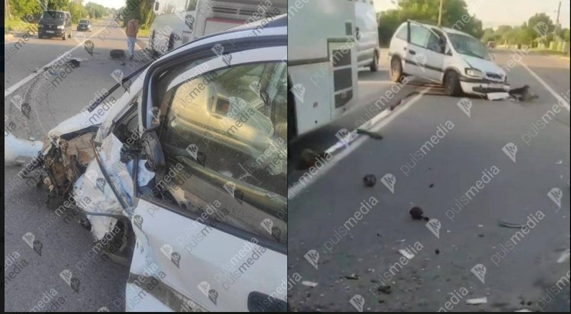 Автомобиль врезался в пассажирский автобус. Фото: соцсети