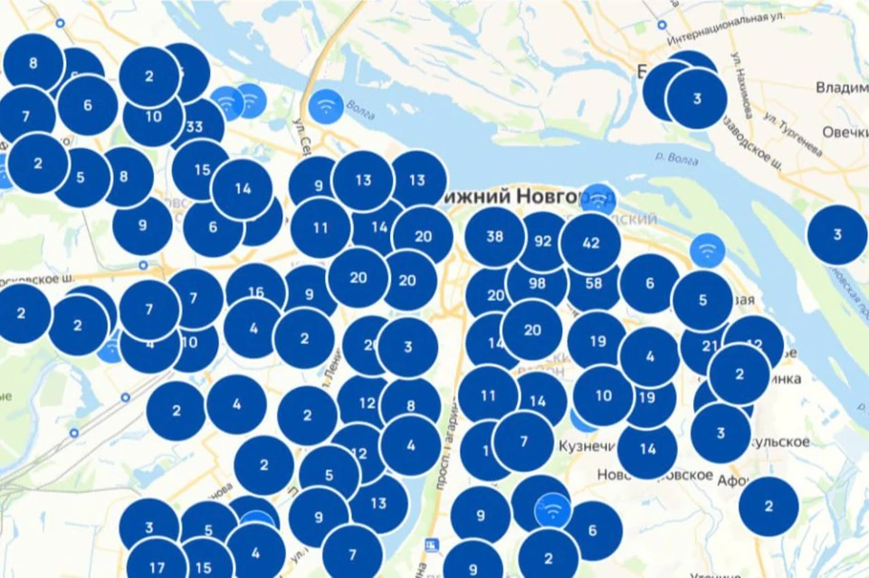 Нижегородское минцифры опубликовало карту точек бесплатного Wi-Fi. Фото: «Карта жителя Нижегородской области».