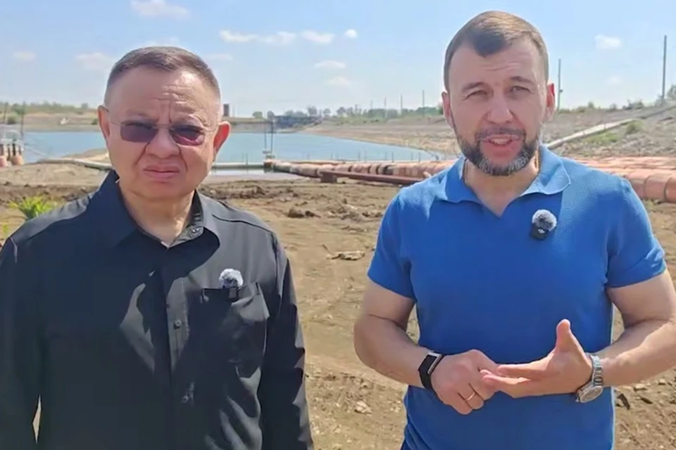 Файзуллин вместе с Пушилиным проверили восполнение запасов водохранилищ в ДНР. Фото: ТГ/Пушилин