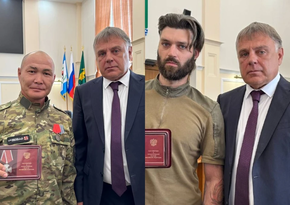 Двум бойцам СВО из Ангарска вручили медаль «За храбрость» и орден Мужества. Фото: администрация Ангарского городского округа.