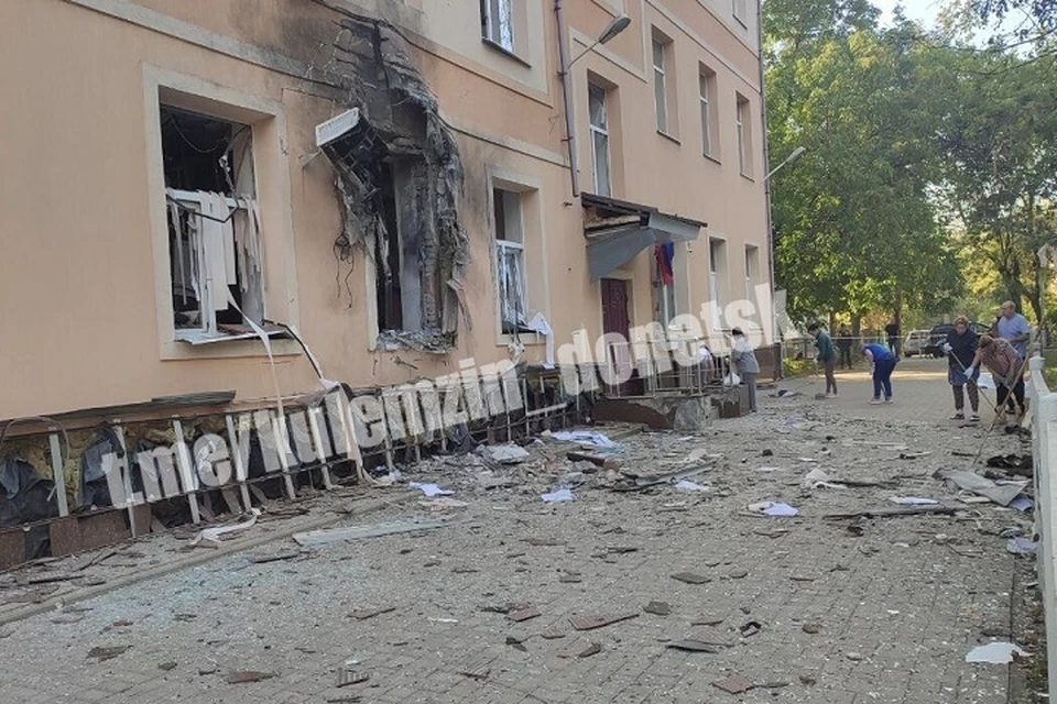 В Донецке приступили к устранению последствий вечерней атаки БПЛА ВСУ. Фото: ТГ/Кулемзин