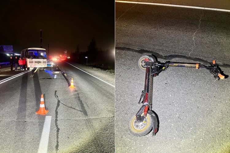 В Омске произошло ДТП с участием автобуса и электросамоката