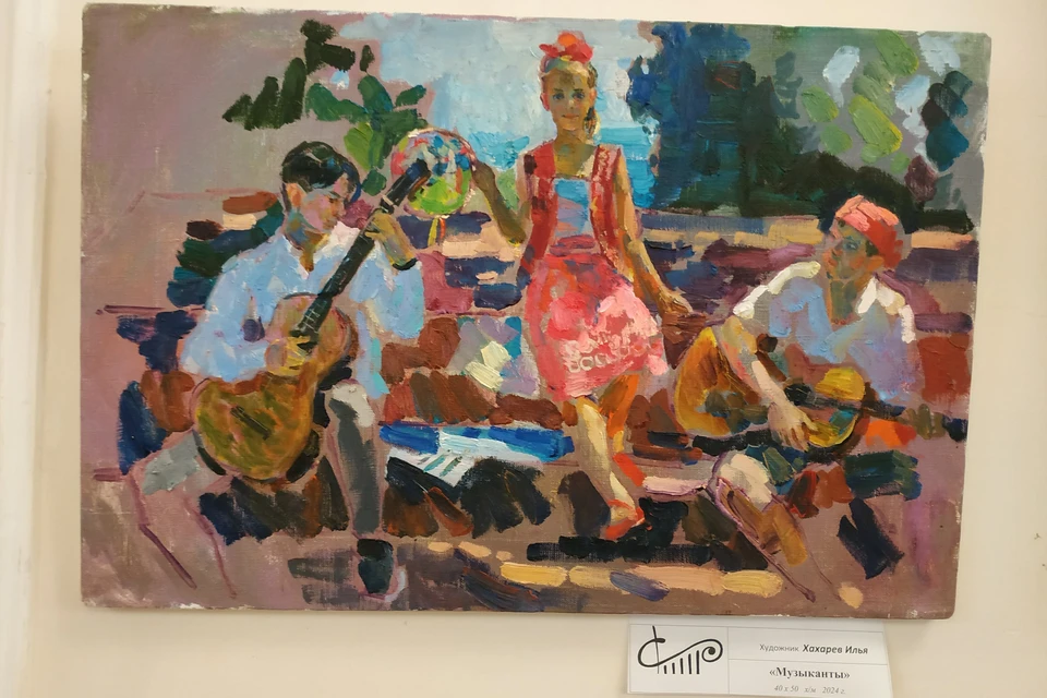 Ученик мастера Илья Хахарев работает на стыке реализма и импрессионизма. Картина "Музыканты", 2024 год.