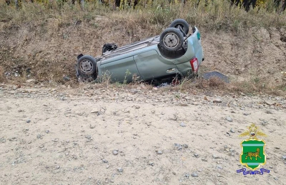 В ЕАО автомобиль съехал в кювет и перевернулся, пострадали три человека Фото: полиция ЕАО
