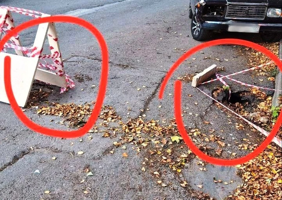 Жительница Калуги пожаловалась на опасную яму на Николо-Козинской улице.