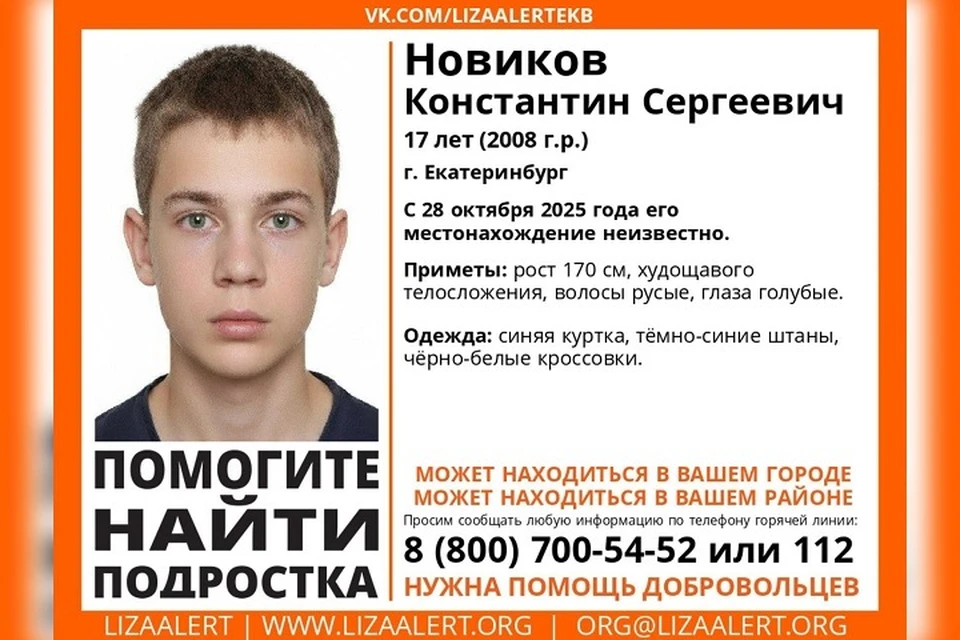 Парень пропал 28 октября. Фото: отряд «ЛизаАлерт»